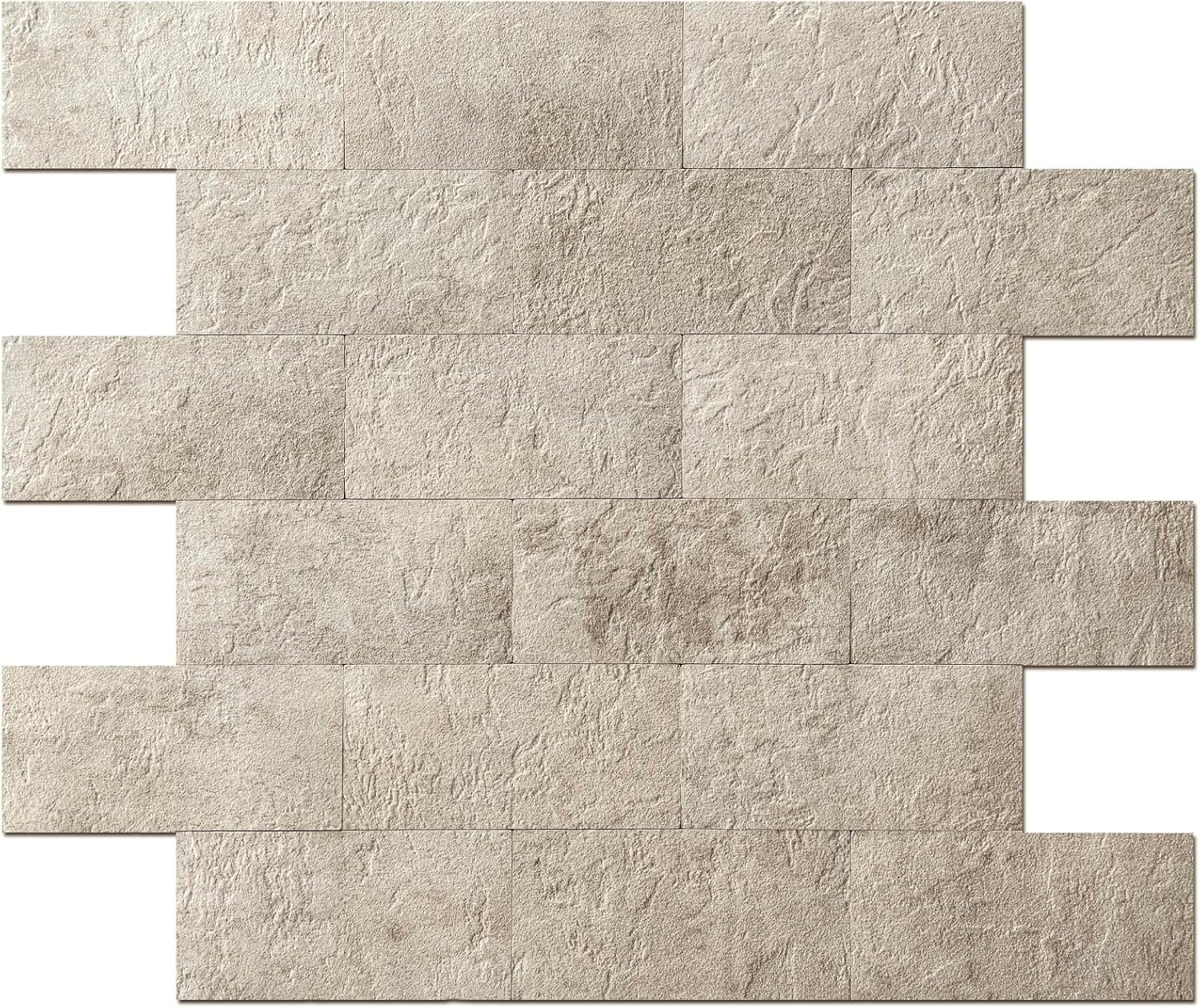 Art3d 10-Pack Peel and Stick Wall Tile for Backsplash, Stick on Stone Tile for Kitchen Bathroom Fireplace Vanitity in Stone Beige