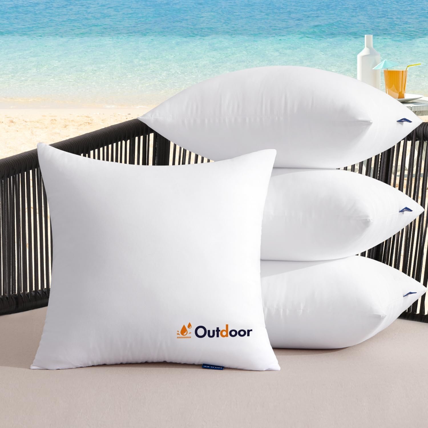 MIULEE Outdoor Pillows Set of 4 18×18 Waterproof Throw Pillow Inserts, Decorative Water Resistant Pillow Cushion for Patio and Garden
