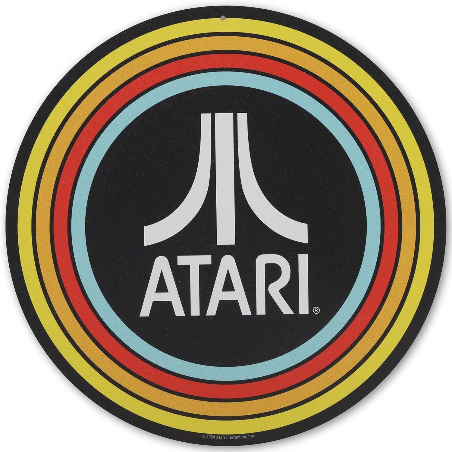 Open Road Brands Atari Vintage Stripes Round Metal Sign – Retro Atari Wall Decor for Game Room or Man Cave
