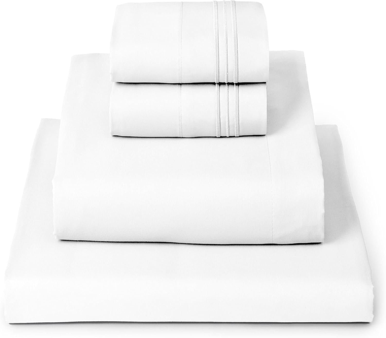 Mellanni King Sheets Set – 4 PC Iconic Collection Bedding – Hotel Luxury, Extra Soft, Cooling Bed Sheets – Wrinkle, Fade, Stain Resistant (King, White)