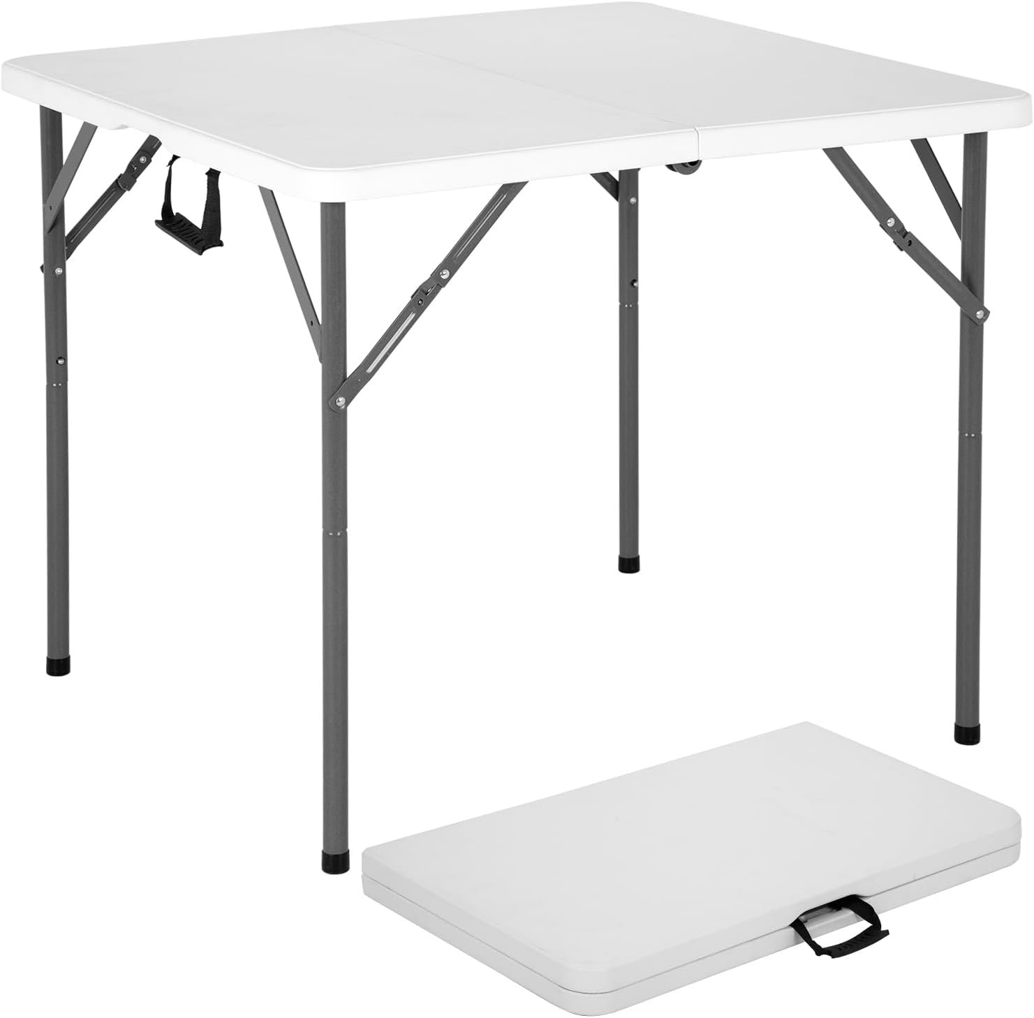 BestOffice Outdoor 34″ Folding Card Table Plastic Table Portable Square Height Dining Table Perfect for Picnics,Parties,Party and Camping, White