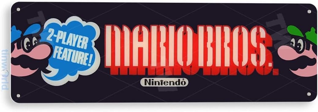 Tinworld Tin Sign: Mario-Bros Arcade Game Room Marquee Metal Decor Retro Console A486