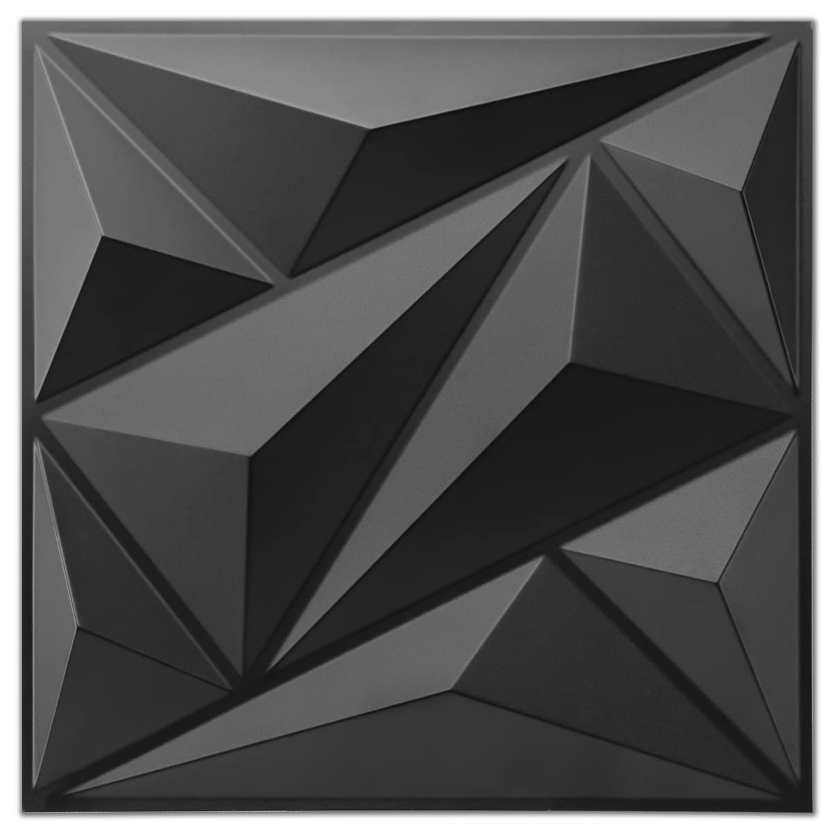 Art3dwallpanels 33 Pack 3D Wall Panel Diamond for Interior Wall Décor, PVC Flower Textured Wall Panels for Living Room Lobby Bedroom Hotel Office, Black, 12”x12” Cover 32.Sq.Ft.