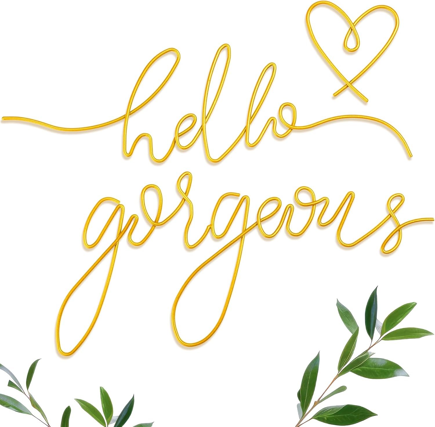 Hicarer Metal Hello Gorgeous Wall Art Minimalist Decor for Bedroom Bathroom Living Room Dressing Room Salon Office Home Decorations Easy to Install Wall Decor(Gold,Classic Style)