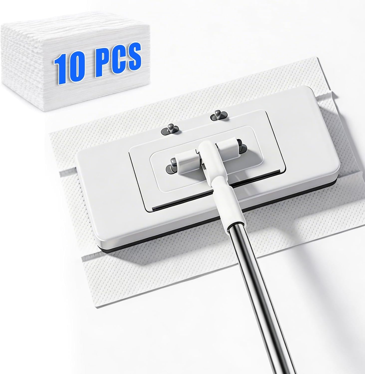 New 2-in-1 Push Clamp Lazy Mop – Hands Free Flat Mops, Swiffer Mops Alternative, Compatible with Most Pads Adjustable Handle, Perfect for Homes with Kids & Pets (Large Flat Mop)