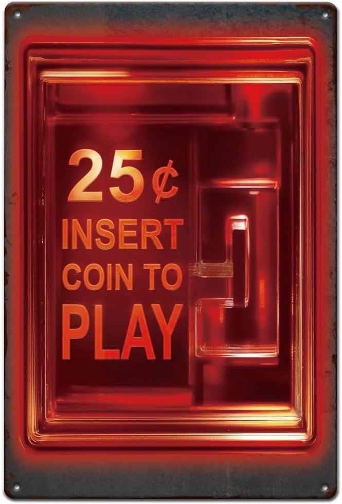 SUPERDANT Retro Arcade Tin Signs Insert Coin Metal Sign Poster Game Room Vintage Gaming Wall Art Plaque Man Cave Wall Decor for Bar Garage Home Living Room Bedroom Decoration Gift