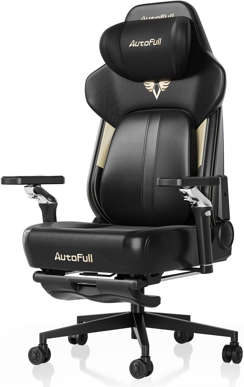 AutoFull M6 Ergonomic Gaming Chair – with 3rd-Gen Dynamic Lumbar Support, Lumbar & Leg Massage, Ventilated & Heated Seat, 360° Mechanical Armrests, Retractable Footrest (Black)