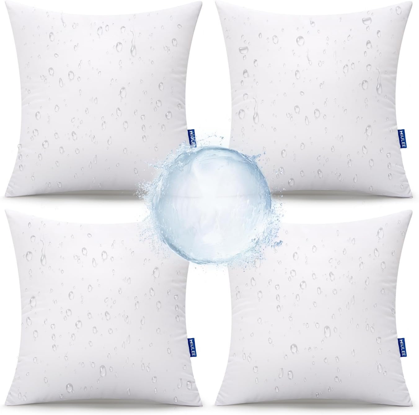 MIULEE 18×18 Outdoor Pillows,Set of 4 Throw Pillows Waterproof,Soft Support Throw Inserts Decorative Water Resistant for Patio Furniture and Garden