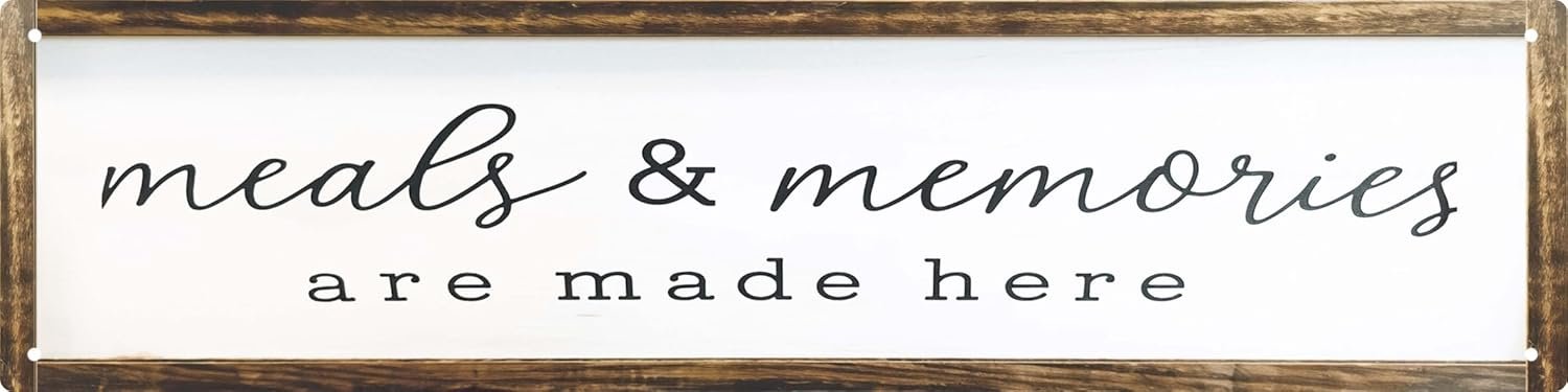 CSWLJS Farmhouse Kitchen Wall Decor Meals and Memories Are Made Here Sign Rustic Metal Kitchen Signs Dinning Room Wall Decor 4×16 In