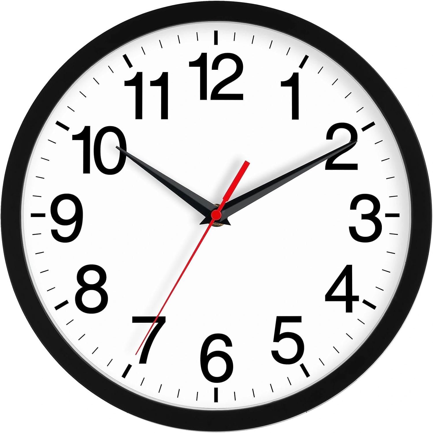 Rohioue 14 Inch Wall Clock Modern Battery Operated Silent Non Ticking Large Analog Clock for Living Room Office Home Bedroom Kitchen Bathroom(Black)
