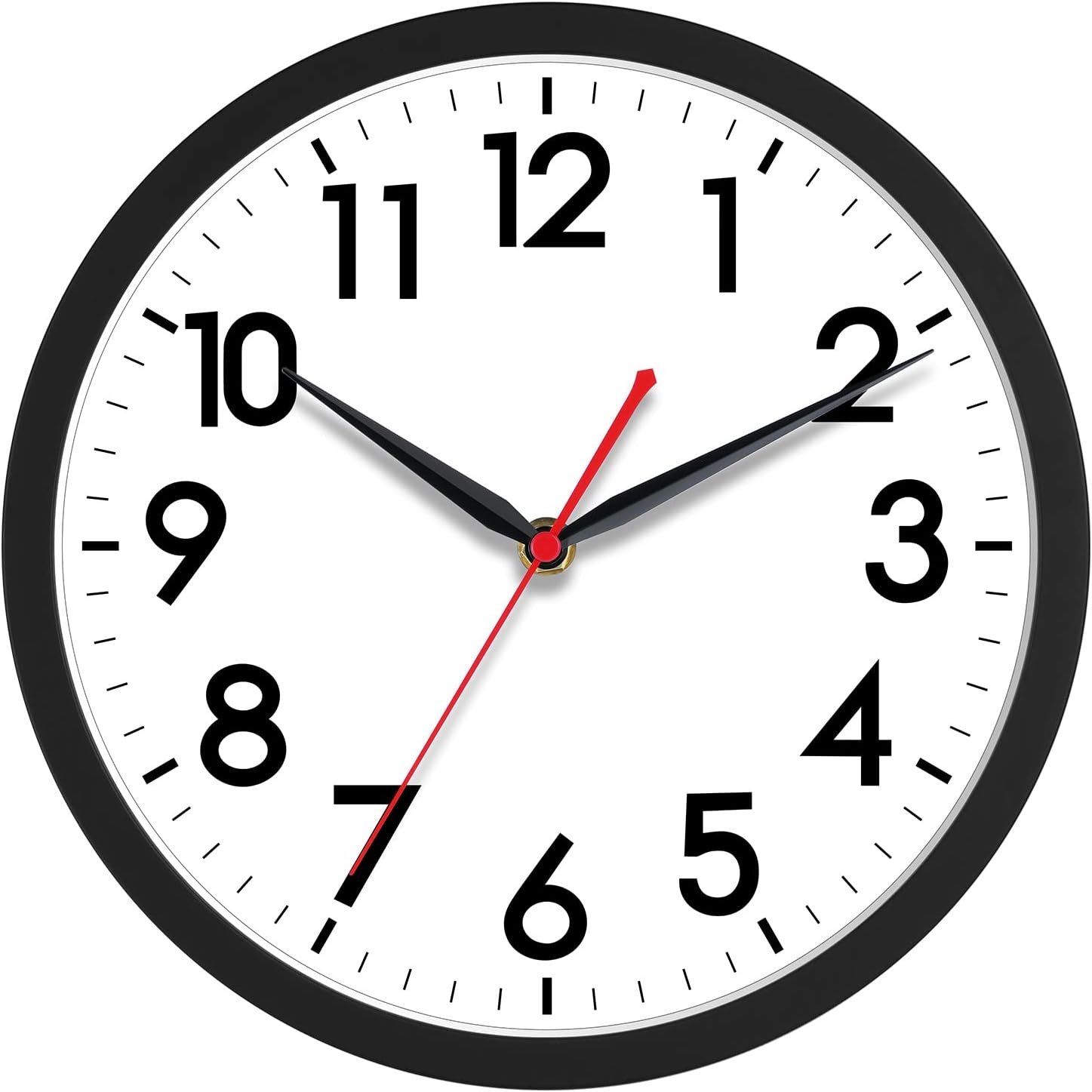 AKCISOT Wall Clock 10 Inch Silent Non-Ticking Modern Clocks Battery Operated – Analog Small Classic for Office, Home, Bathroom, Kitchen, Bedroom, School, Living Room(Black)