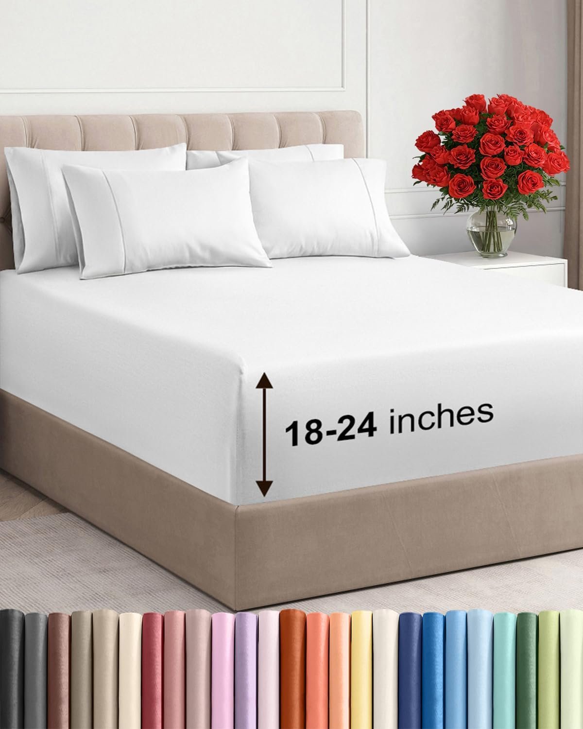 Extra Deep King Sheet Set – 6 Piece Breathable and Cooling Sheets – Hotel Luxury Bedding for Women, Men, Kids & Teens – Easy & Secure Fit – Soft, Wrinkle Free and Comfy – Extra Deep Pockets – White