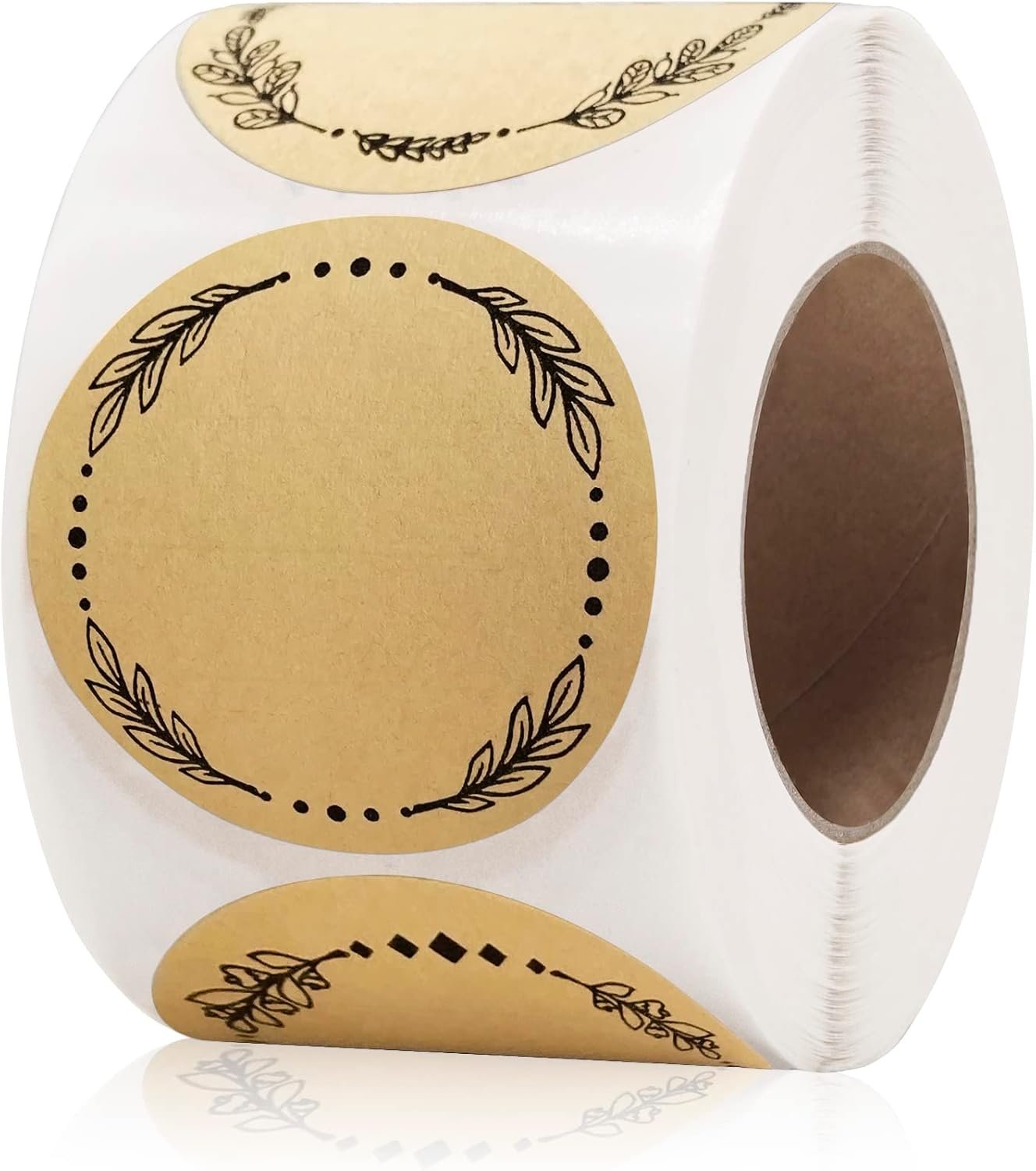 500pcs 2″ Label Stickers for Jars and Lids, 4 Different Wreath Designs, Kraft Labels Christmas Valentines Day Gift Tags Stickers for Pantry, Mason Jars, Canning, Bottles