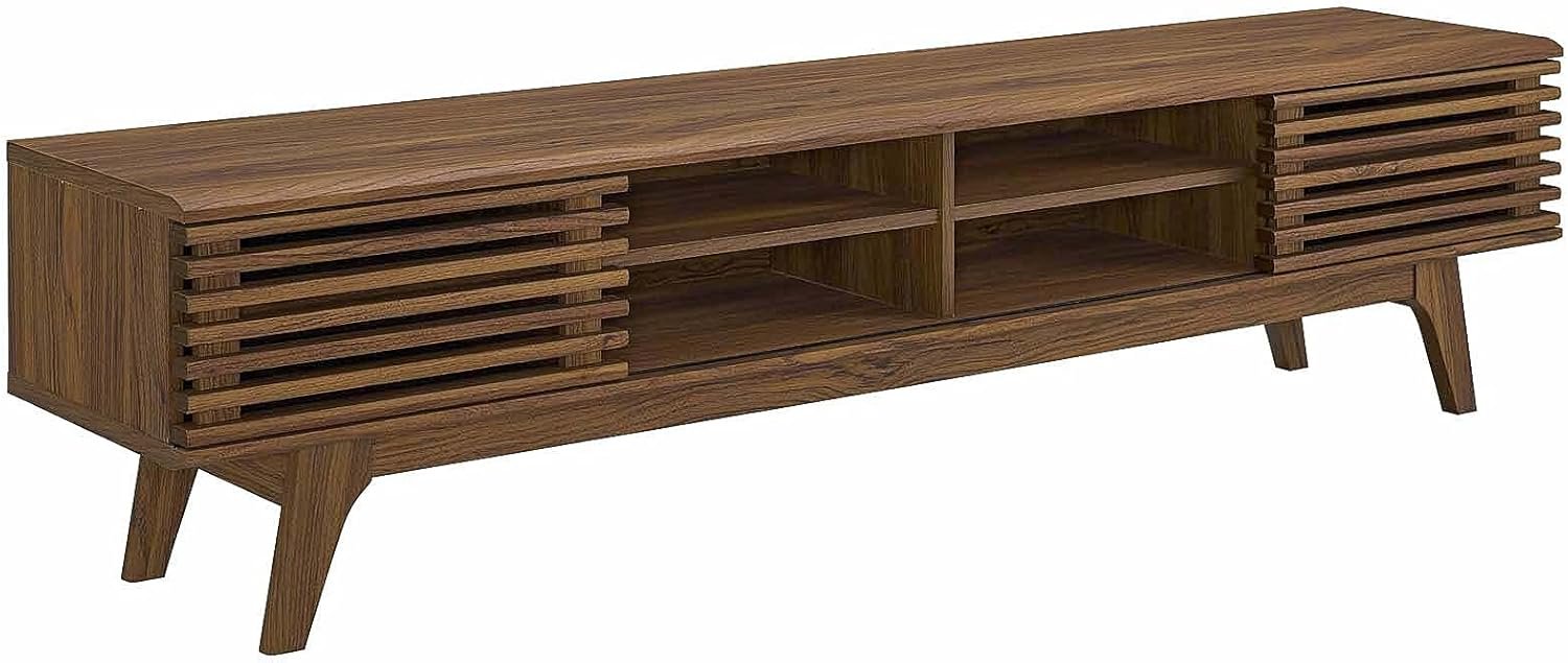 Modway Render 70″ Mid-Century Modern Low Profile Media Console Entertainment TV Stand in Walnut Walnut