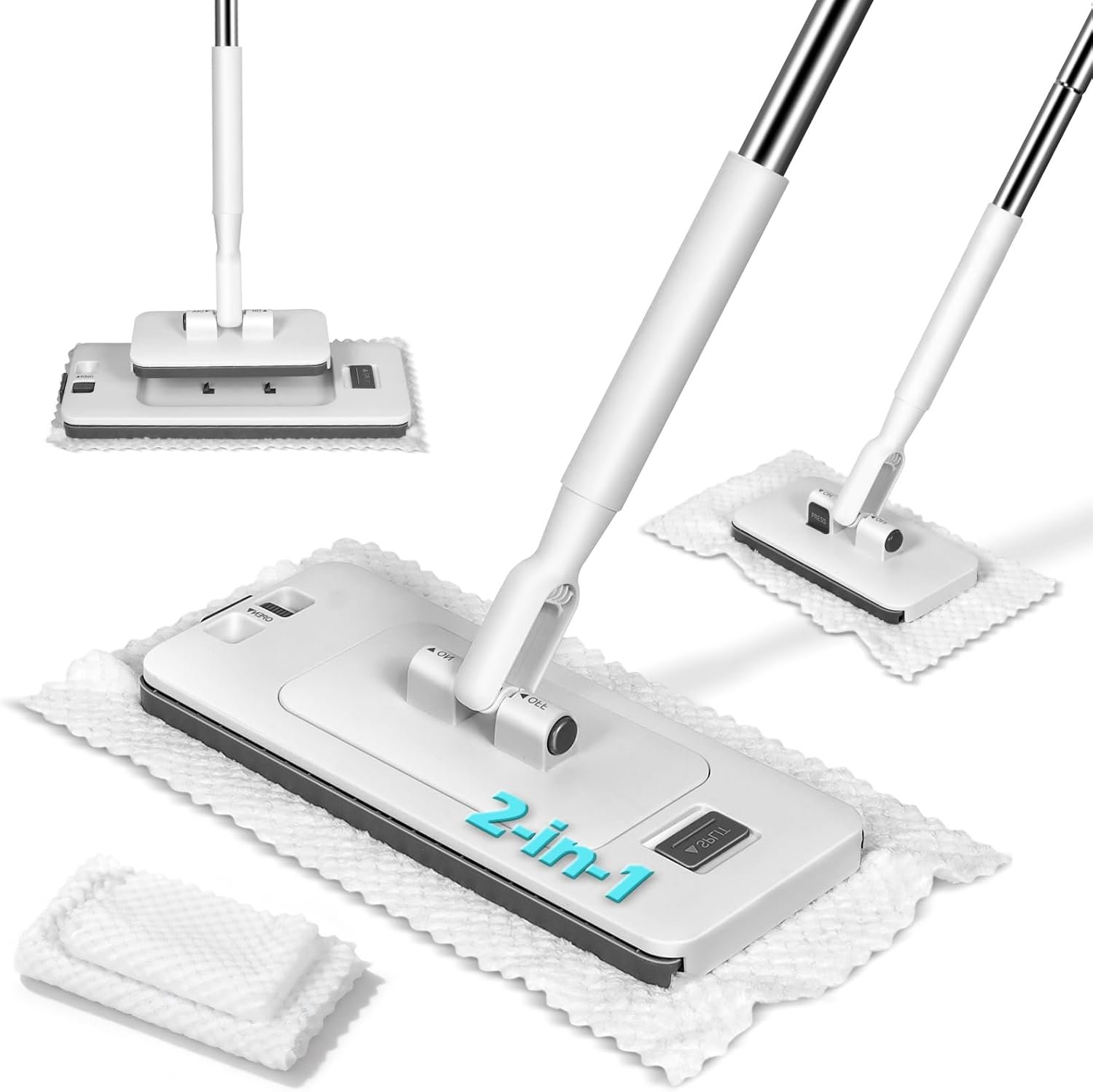 MASTERTOP Disposable Dust Mop with Mini Sweeper Mop,2-in-1 Disposable Mop with 47″ Long Handle,Microfiber Mops for Floor Cleaning,No-Touch, Multi Surface Floor Cleaning