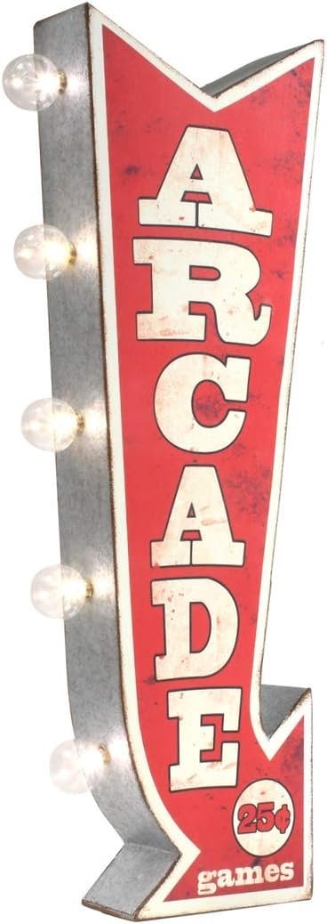 Treasure Gurus Retro 3D LED Light Arcade Marquee Arrow Sign Vintage Bar Pub Man Cave Decor Game Room Wall Art