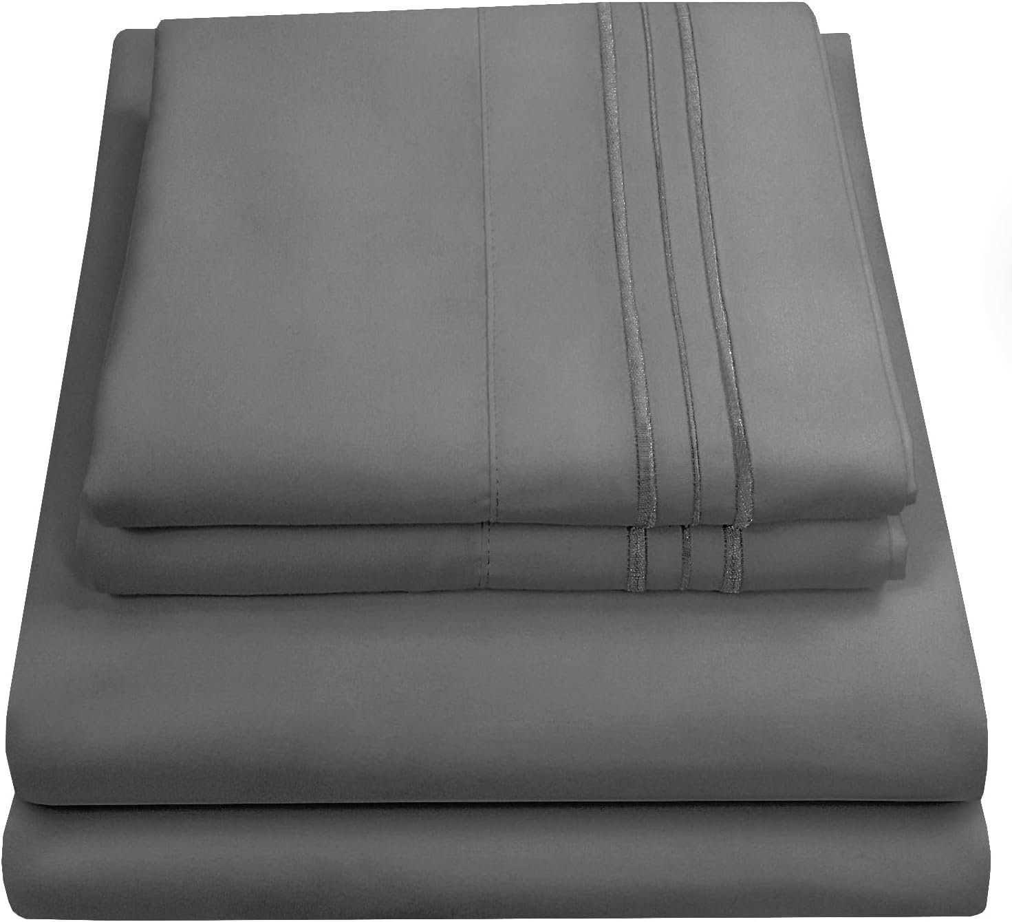 Queen Size Bed Sheets – Breathable Luxury Sheets with Full Elastic & Secure Corner Straps Built In – 1800 Supreme Collection Extra Soft Deep Pocket Bedding Set, Sheet Set, Queen, Gray