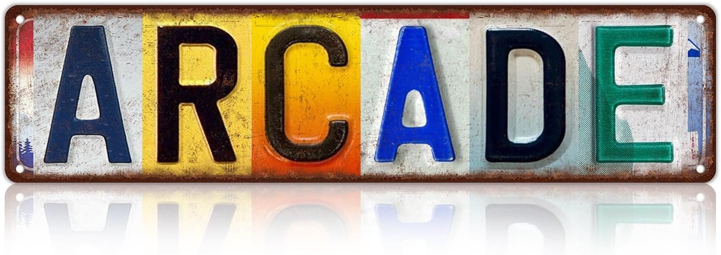 Vintage Arcade Street Sign Wall Decor Metal Tin Signs Poster