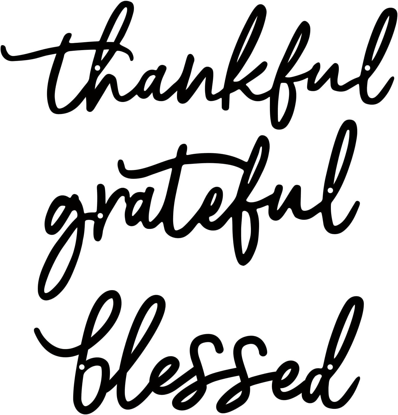 Thankful Grateful Blessed Letter Sign Metal Wall Decor, 3 Piece Black Letters Wall Art for Bathroom Bedroom Metal Words Wall Decor for Home Decor