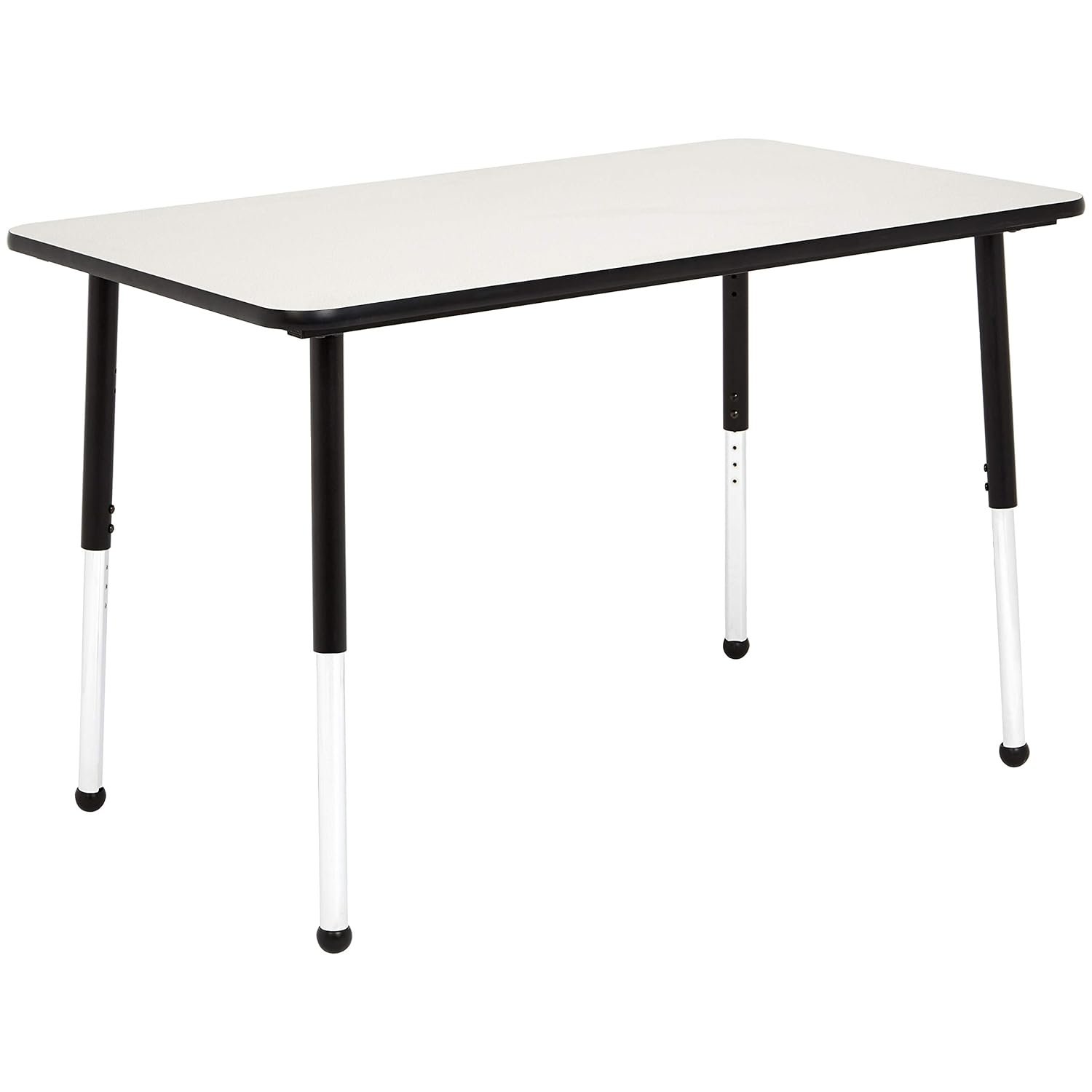Amazon Basics Adjustable Height Rectangular Classroom Activity Table, Writing Desk for School and Home, Grey Top/Black Edge, 47″ W x 29″ L x 30″ H