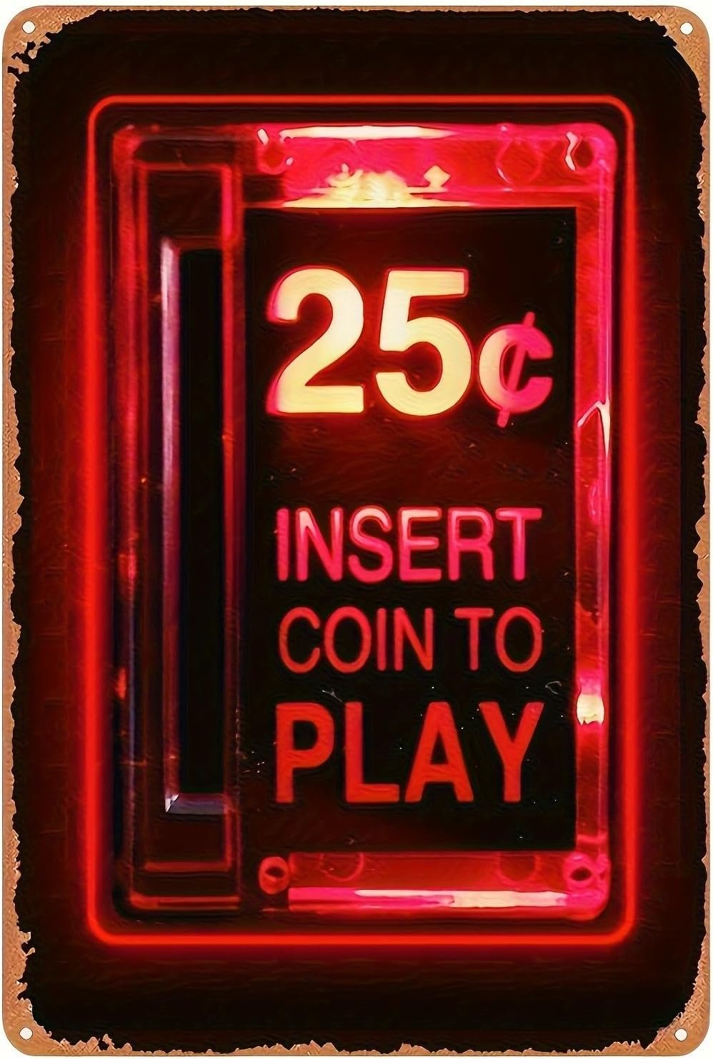1pc Wall Decor Tin Sign – Insert Coin Retro Arcade Poster -Vintage Look Metal Sign, Bar, Man Cave Art Decoration Office Bar Restaurant Hotel Coffe Garage Wall Decor Plaque (12×8 Inches/30x20cm)