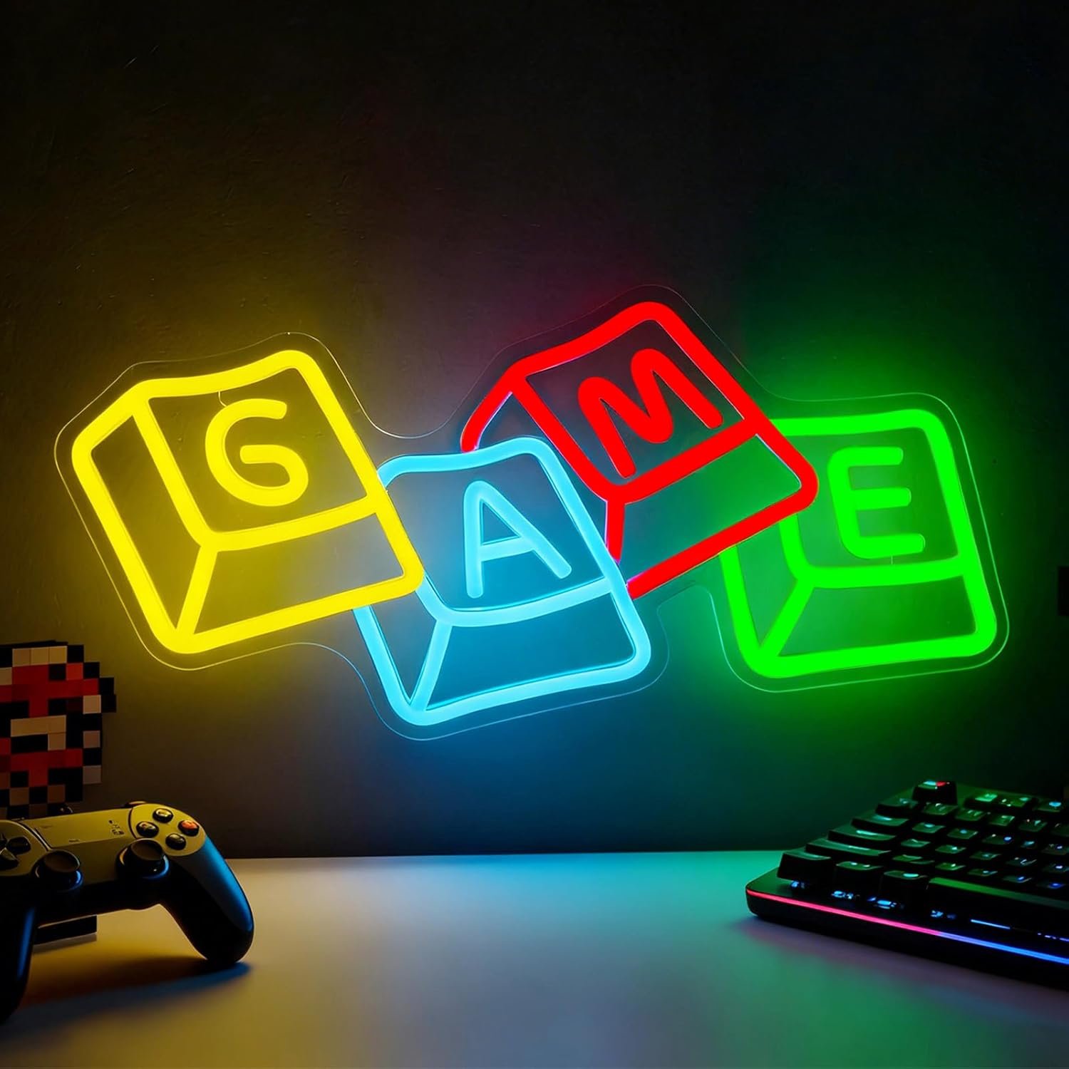 Gamer Neon Sign for Gaming Room Decor, Dimmable LED Game Neon Lights for Boys Bedroom, Teens, Man Cave Wall Decor Gifts