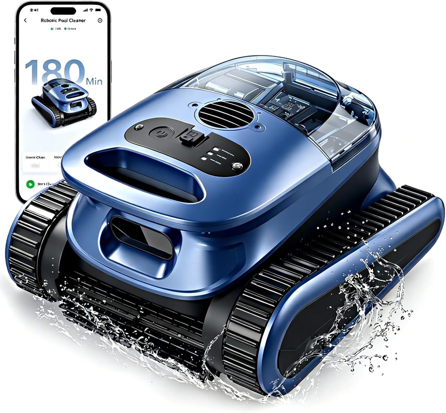 Automatic Robotic Pool Vacuum Cleaner for Inground & Above Ground Pools,Cordless Pool Vacuum Robot Wall Climbing Waterline Cleaning, Smart Navigation, 180-Min Runtime up to 2150 Sq. Ft., Self-Parking
