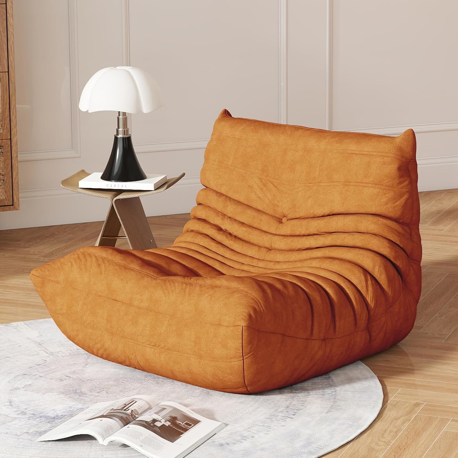 Snug Sofee Bean Bag Chair for Adults, Bean Bag Sofa – Adult Size with Soft Waterproof Fabric for Living Room, Apartments, Reading Corner, Gaming, and Movie Venue (DarkOrange)