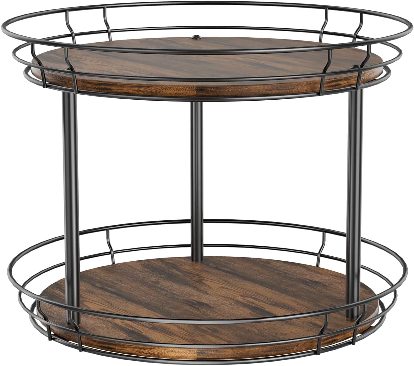 LAMU 12” Lazy Susan Turntable Organizer, 2 Tier Round Rotating Spice Rack Organization for Kitchen Cabinet and Countertop, Wooden Lazy Susan for Table Top, Pantry, Bathroom, Vanity, Home Decor