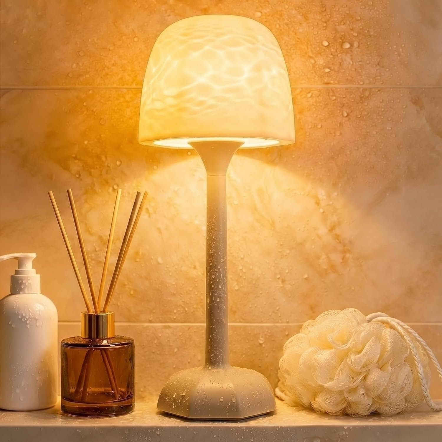 4 in 1 Shower Lamp Waterproof Bathroom Lamp Ocean Wave Projector Light Northern Galaxy Light 16 Color Rechargeable Remote Control lumena Lamps for Inside Shower/Bathtub