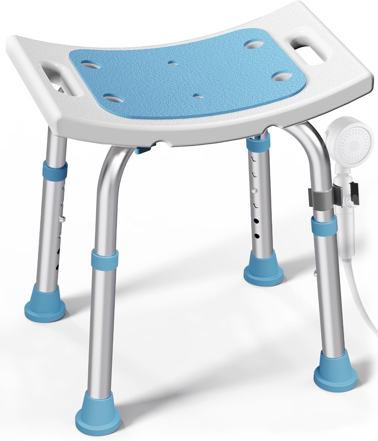 HOMLAND Shower Chair for Inside Shower, 400 lbs Adjustable Shower Stool with Suction Feet, Shower Seat for Inside Tub Bathroom Bench Bath Chair for Elderly and Disabled – Light Blue