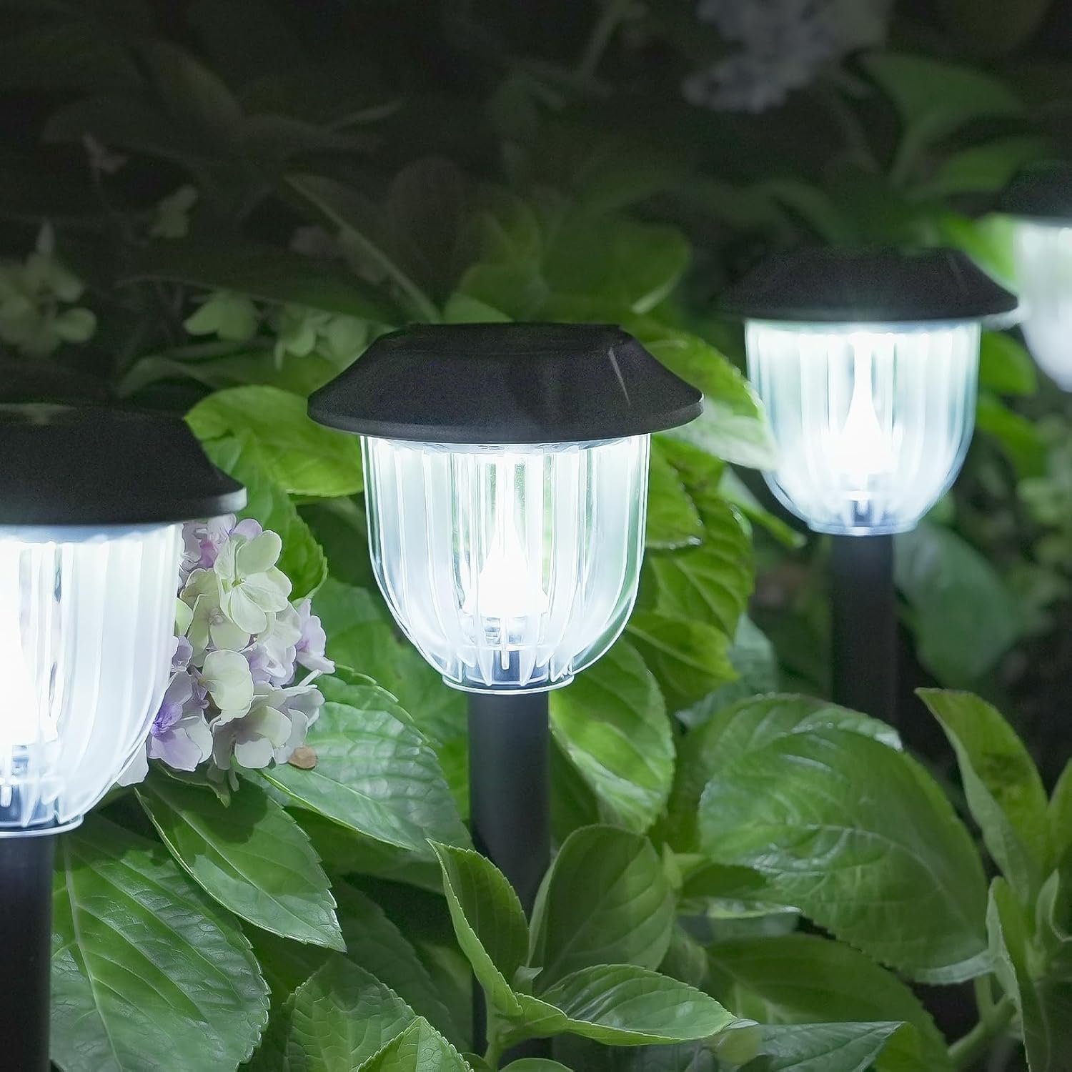AOSEA Bright 10 Pack Solar Lights Outdoor Waterproof IP65,LED Sola Pathway Lights for Outside,Landscape Path Lighting,Garden Decor for Yard,Patio,Landscape,Walkway,Sidewalk,Driveway,Lawn (Cold White)