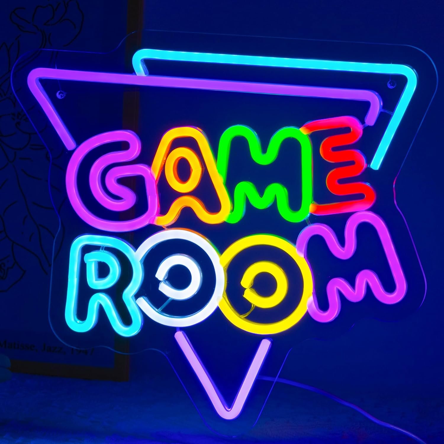 Game Room Large Neon Signs, Gaming Room Wall Decor Colorful LED USB Neon Lights for Game Zone Party Decor Bedroom Gaming Wall Lightup Signs Teen Boy Bedroom Home Gamer Party Decorations Gifts(13*13inch)