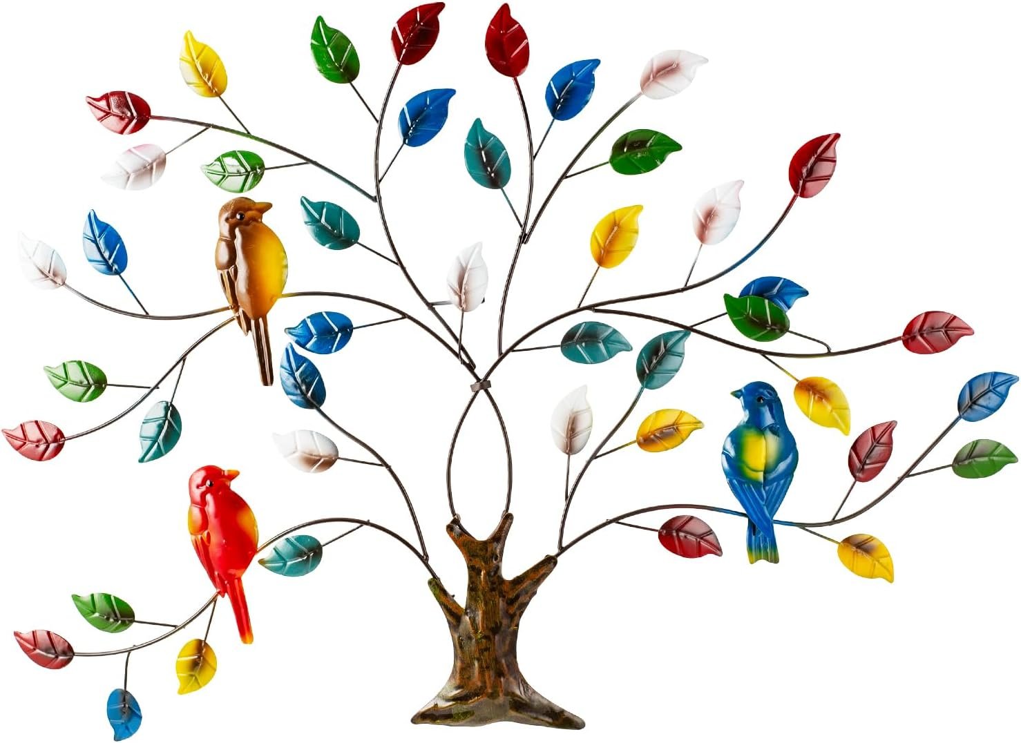 dreamskip Tree of Life Metal Wall Art, 27″ Large Outdoor Wall Sculpture with Colorful Leaves and Birds, Tree Metal Wall Decor for Outdoor Indoor, Living Room, Bedroom, Patio, Fence, Garden Decor