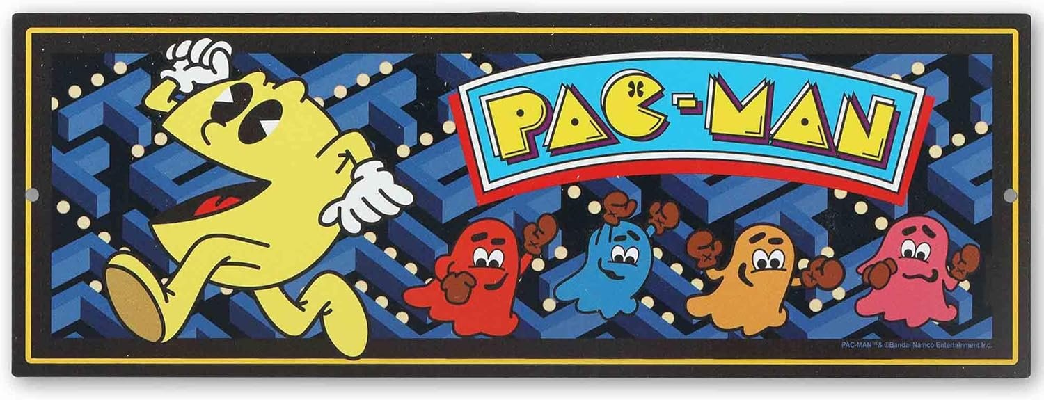Pac-Man Arcade Metal Wall Sign – Classic Pac-Man Chase Scene for Bedroom or Game Room