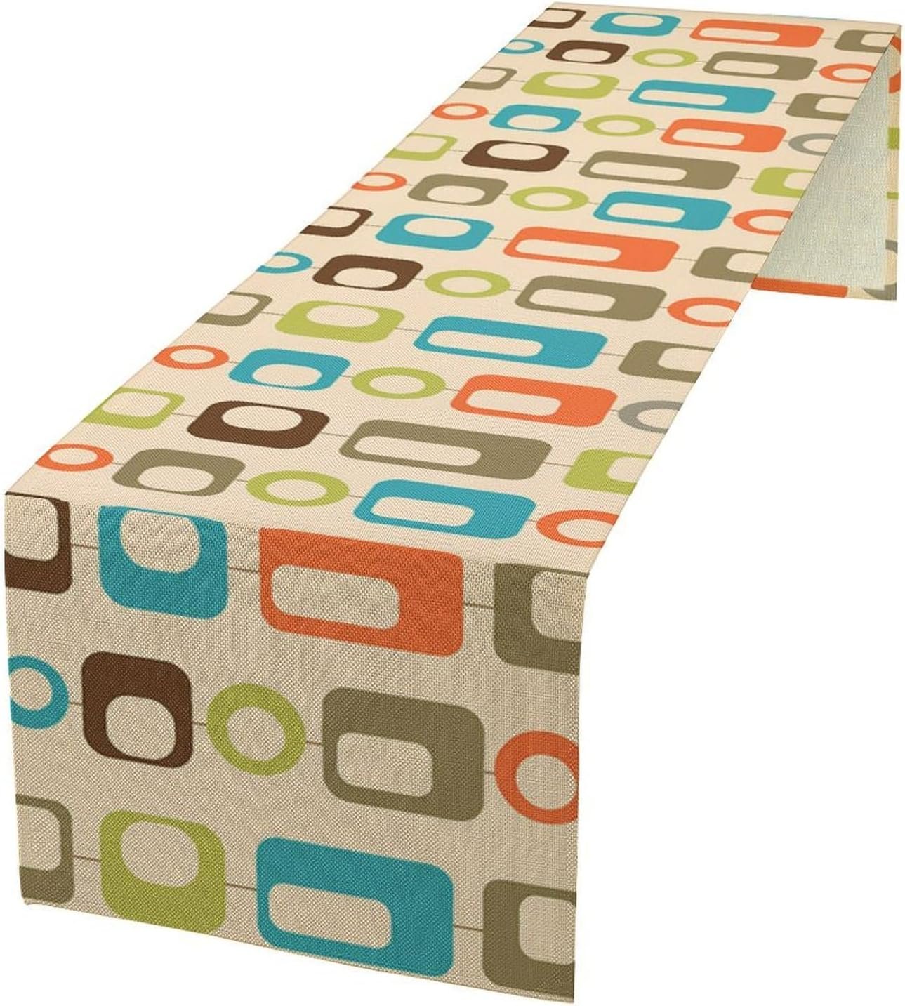 Mid Century Modern Table Runner Retro Abstract Geometric Boho 1960s Art Printed Dinner Runner for Home Kitchen Dining Table Decor Fabric 1 Panel W13xL36in