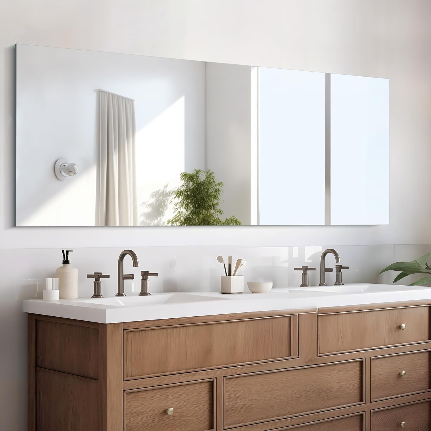 CILIBER Frameless Mirror, 24×60 Mirrors for Wall, Large Bathroom Mirror for Over Sink, Rectangle Frameless Vanity Mirror with Polished Edge, 3mm Tempered Glass, Hangs Horizontally or Vertically