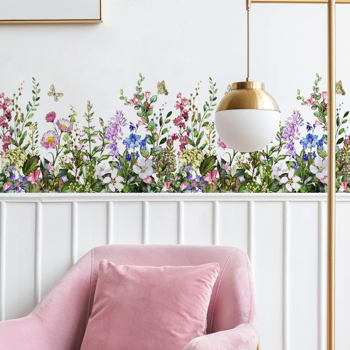 4 Pieces Flowers Wall Decals Vinyl Flowers Wall Stickers Removable Floral Murals Peel and Stick Colorful Flower Decor for Girls Bedroom Living Room Nursery (Vibrant)