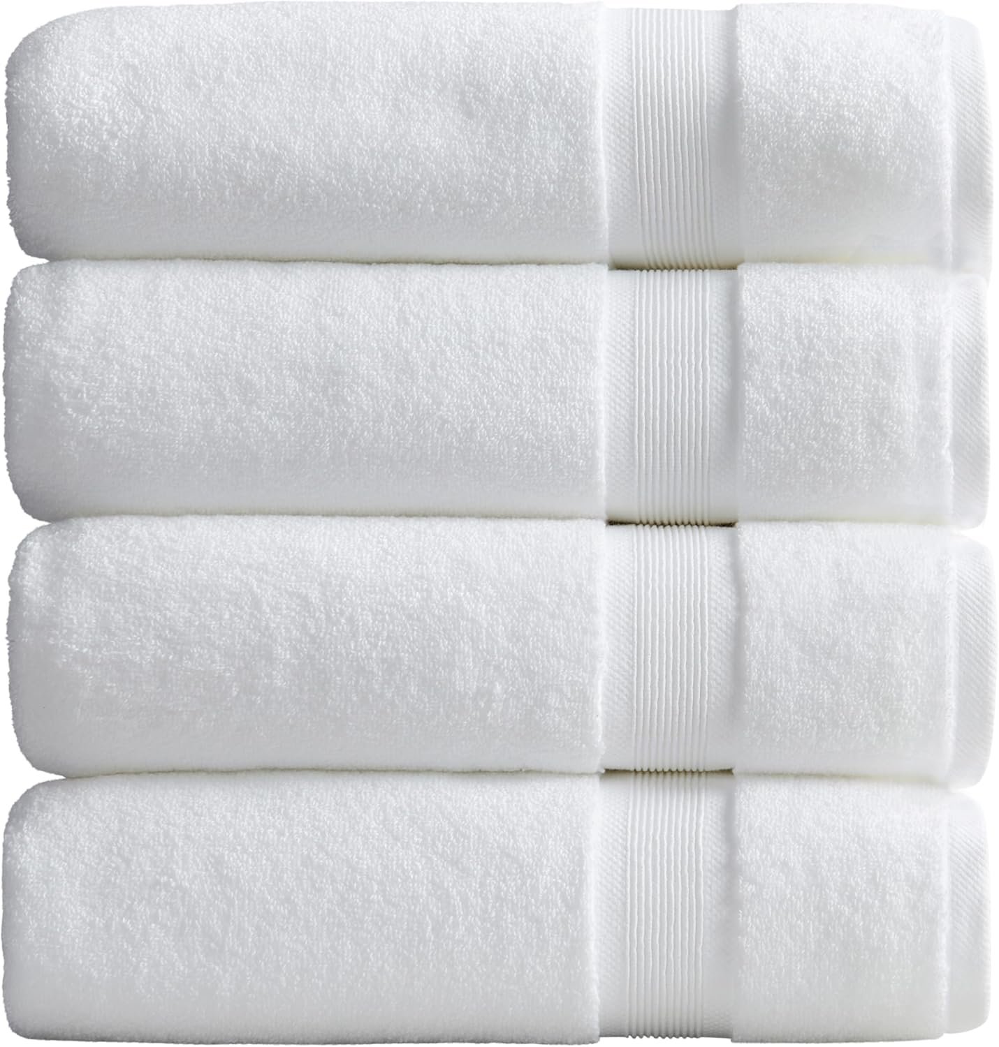 Springtree Home Luxury Bamboo Rayon Bath Towel Set of 4 | 35% Bamboo Rayon – 65% Zero Twist Cotton | Absorbent Quick-Dry Towels for Bathroom | Oeko-TEX Standard 100 Cotton | White – 4 Pack