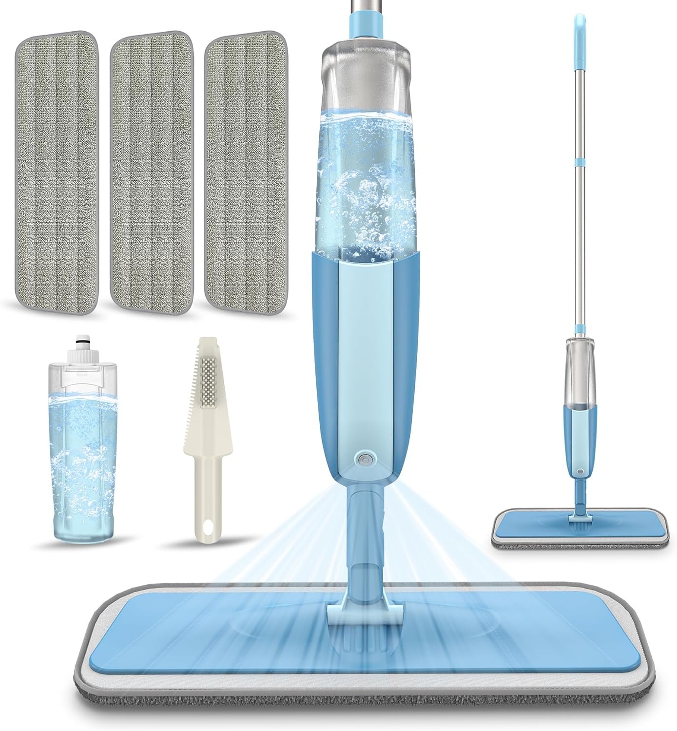 Spray Wet Mops for Hardwood Floor Cleaning: MEXERRIS Floor Mop with 3 Washable Pads for Swiffer Powermop – Refillable Dust Dry Mop Home Commercial Mops for Wood Laminate Ceramic Tiles Vinyl