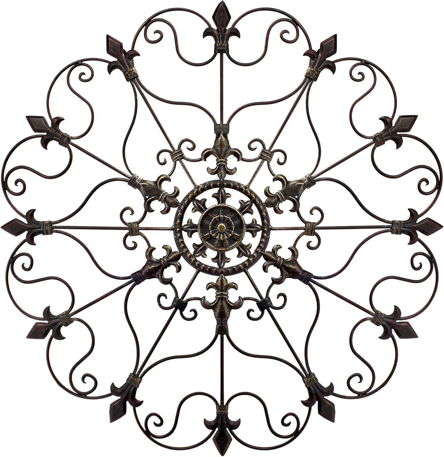 Yun&Lin Crafts Metal Solid Mounted Medallion Hand-painted Wall Decor 30″x30″, Large Metal Home Wall Art for Indoor and Outdoor Settings, Vintage Christmas Decorations, Holiday Wall Decorations, Christmas Wall Art