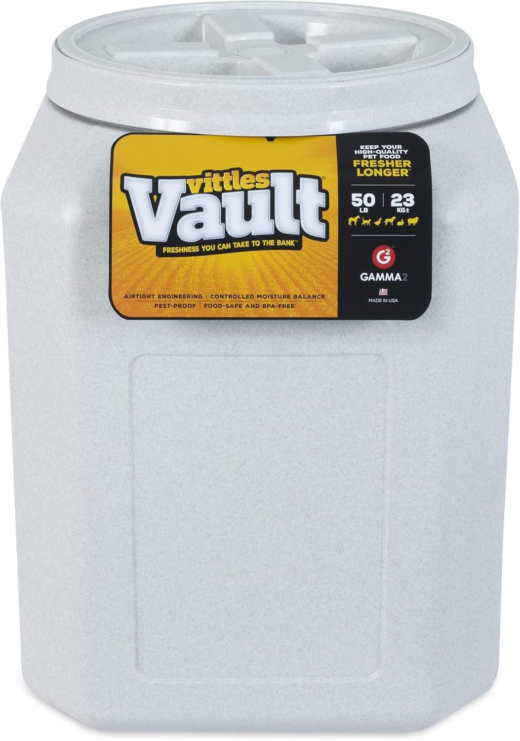 Gamma2 Vittles Vault Pet Food Storage Containers – Sealed Dog and Cat Food Storage Container, Fits up to 50lbs, Made in the USA – [14″ L x 20″ H]