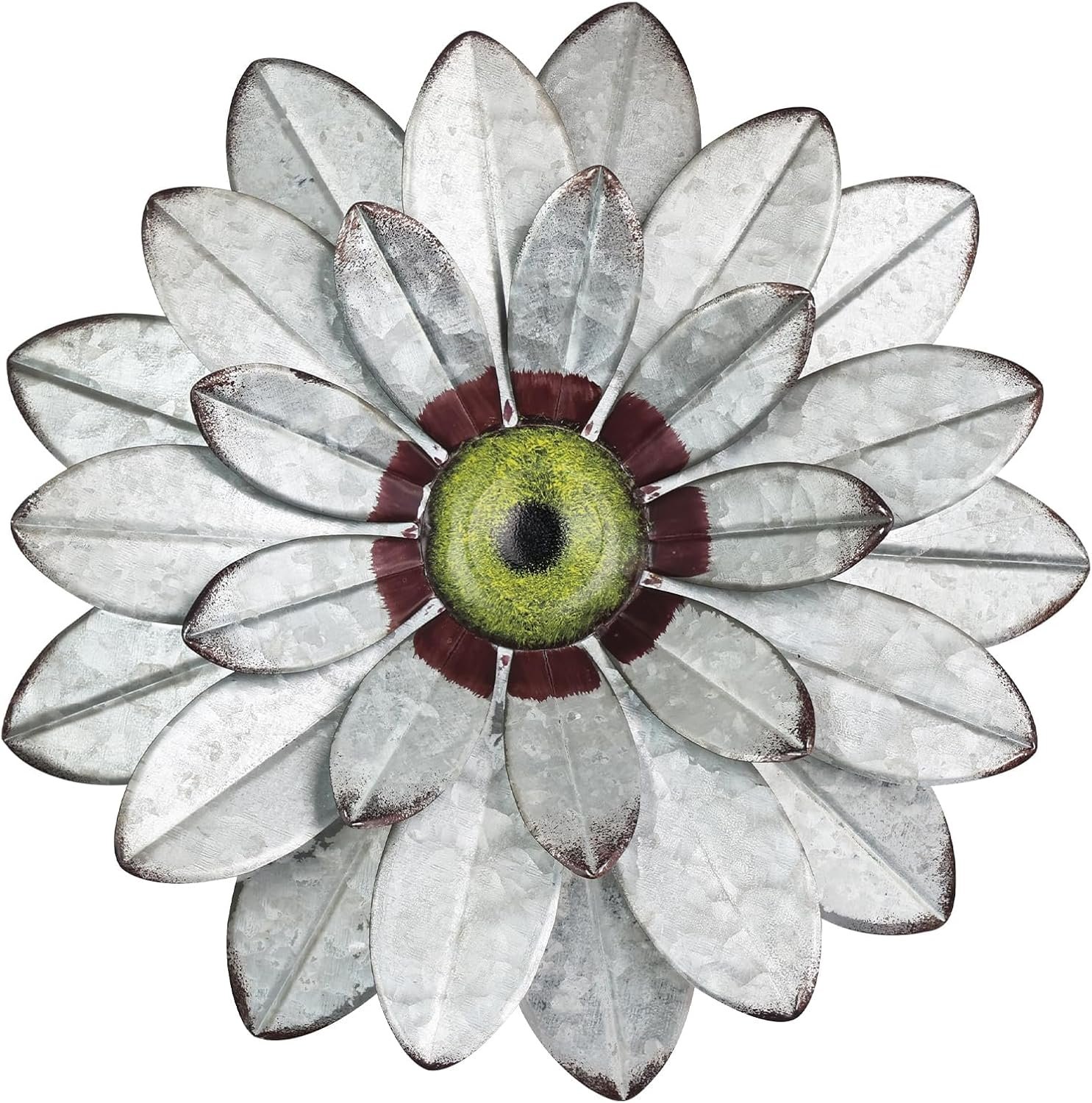 YEAHOME Metal Flower Wall Decor, 11″ Boho Wall Art for Bedroom/Rustic Patio Decor