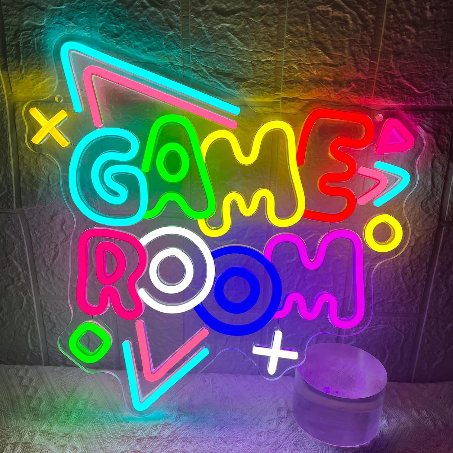 Game Room Neon Sign 13” x 13.6” Big Dimmable Gamer Led Neon Sign USB Powered Colorful Gaming Neon Light Up Sign for Game Zone Teens Boys Girls Bedroom Man Cave Kids Home Party Birthday Wall Decor