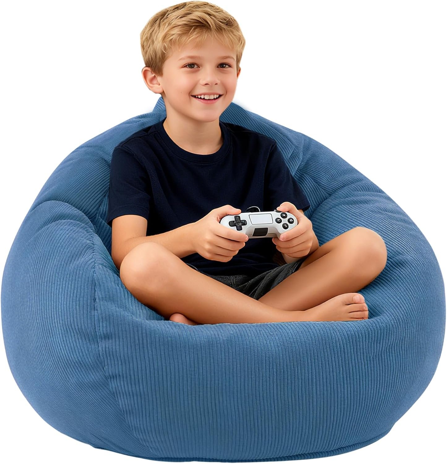 LPMOERA Bean Bag Chair Memory Foam Bean Bag Chairs for Kids/Teens with Filling Round Kids Bean Bag Chair for Living Room Bedroom College Dorm Reading Chair