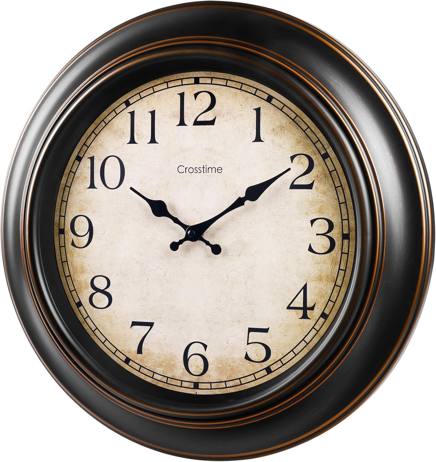 Crosstime 18 Inch Vintage Large Wall Clock for Living Room Decor,Battery Operated Silent Non-Ticking Retro Classic Clocks for Kitchen Fireplace Home Office,House Warming Gifts,Bronze