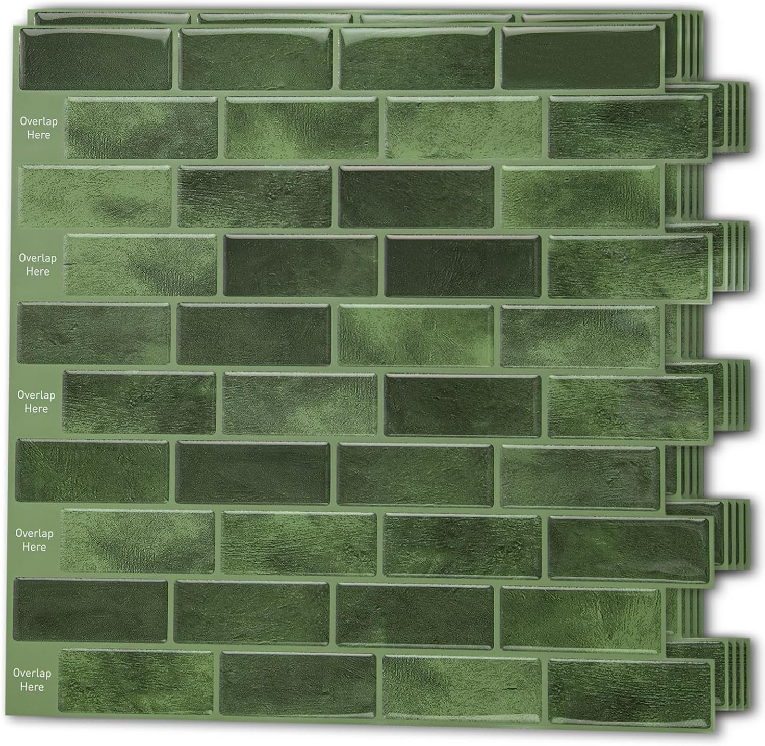 Art3d 10-Sheet Kitchen Backsplash Tiles Peel and Stick, Self Adhesive Wall Tile Sticker for Kitchen Island Bathroom Laundry Room RV Renter 12″ x 12″ – Jade Green