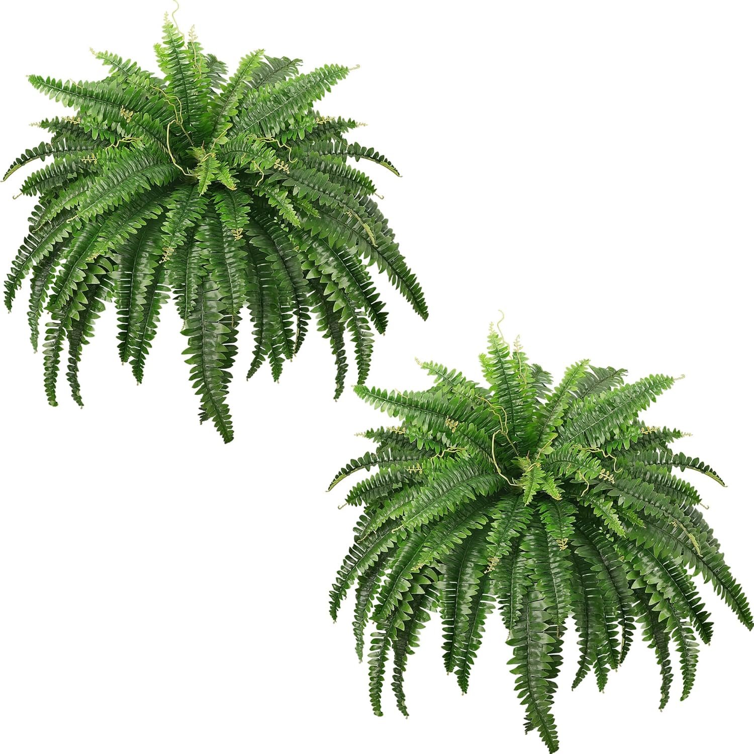 FOREST PRINCE 45″ Fake Ferns, Realistic Large Artificial Bush Plants, 2 Artificial Boston Ferns with 59 Fronds for Outdoors Planter Indoor Home Garden Porch Decor
