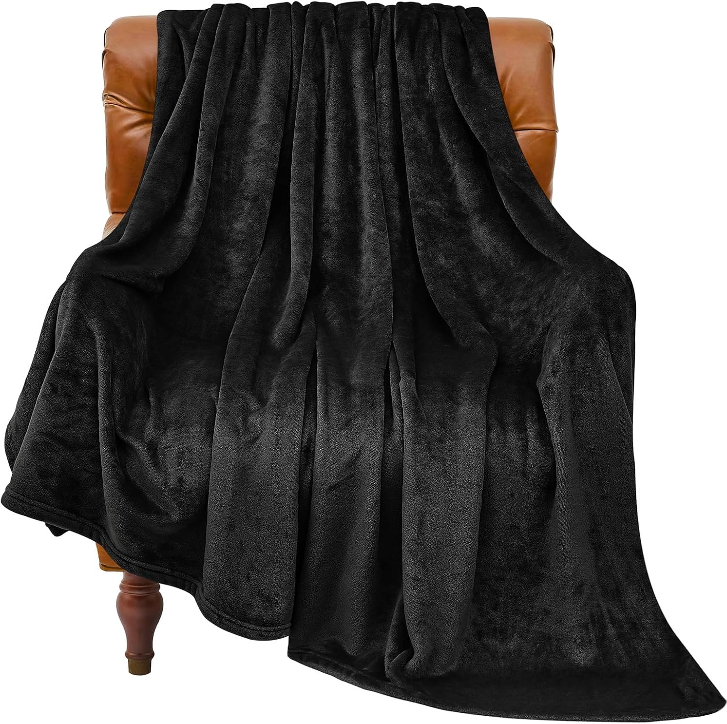 BEDELITE Fleece Blanket Black Throw Blankets for Couch & Bed, Luxury Plush Cozy Fuzzy Blanket 50×60 inches, Super Soft Warm Lightweight Throw Blanket for Travel Camping