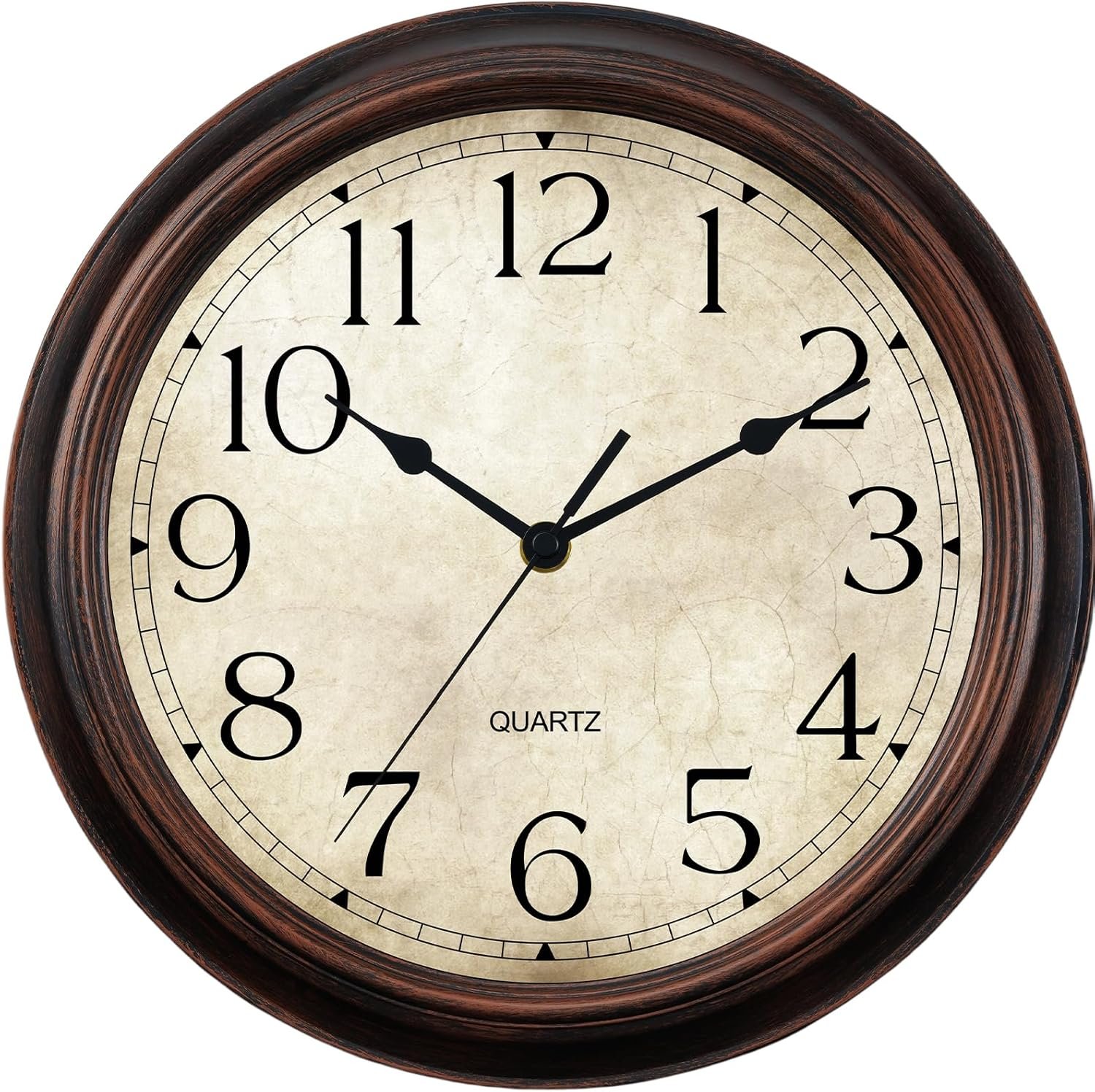 KECYET 14 Inch Wall Clocks Battery Operated Silent Non-Ticking Analog Wall Clock Vintage Retro Rustic Style Decorative for Living Room Kitchen Home Office(Bronze)